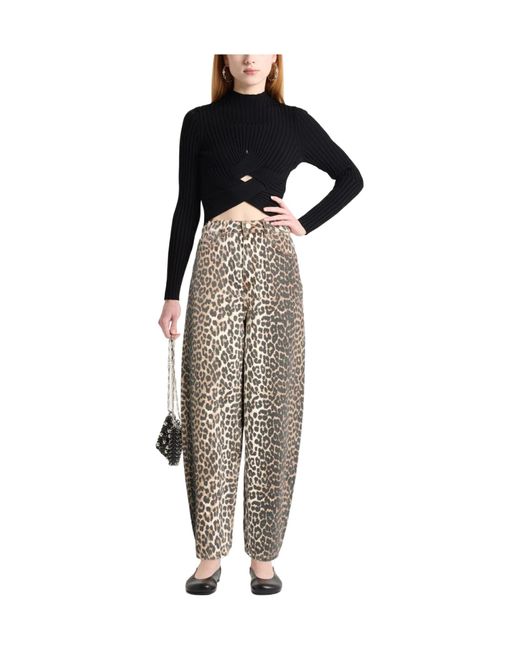 Ganni White Leopard Print Jeans