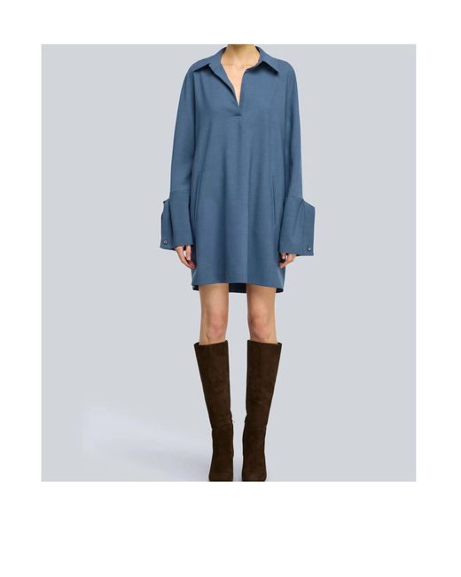 Semicouture Blue Long-Sleeve Mini Dress