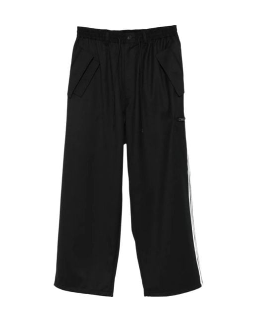 Y-3 Black Refined Wool Straight Leg Pants for men