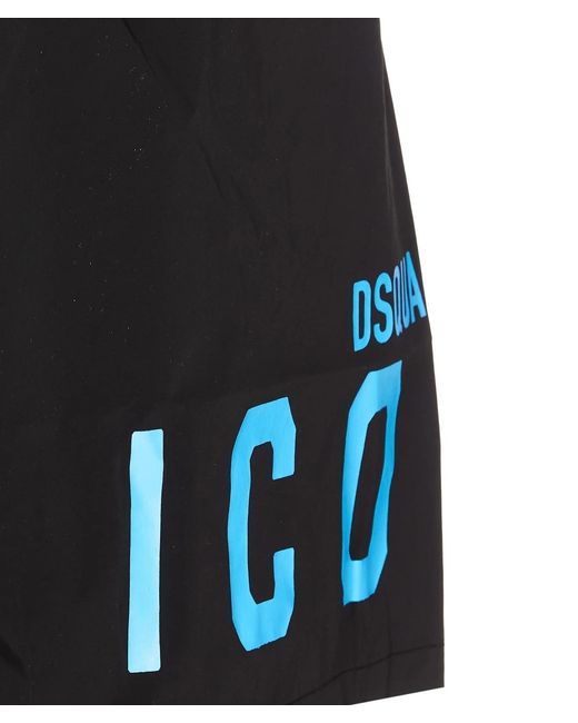 DSquared² Black Logo-Print Mini Shorts for men