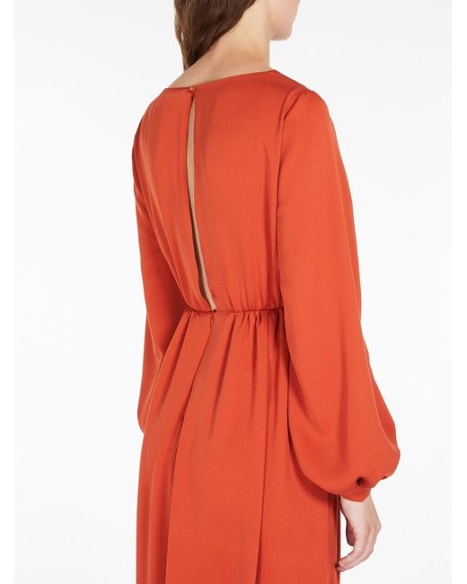 Max Mara Red V-Neck Long-Sleeved Maxi Dress