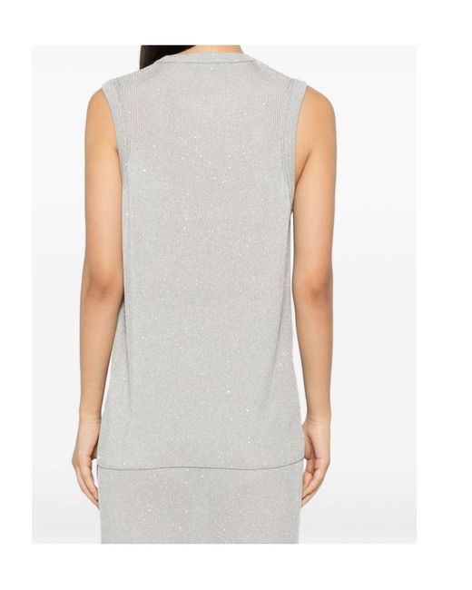 Tom Ford White Sequin-Embellished Ribbed Tank Top