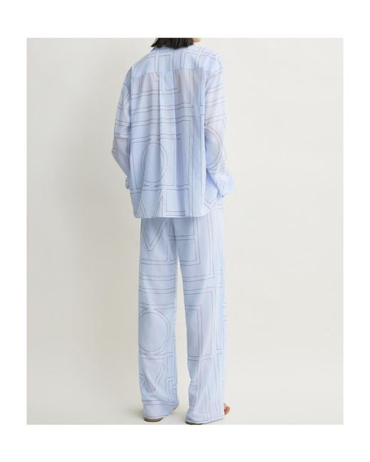 Totême  Blue Long-Sleeved Pajama Top