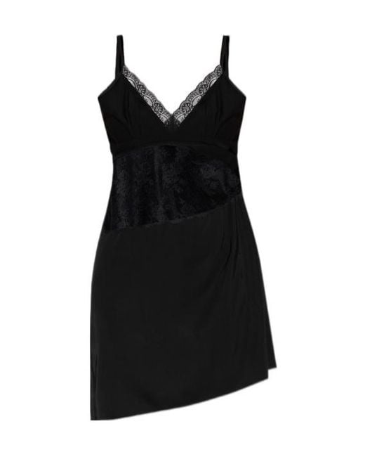 Vetements Women's Black Lace-Insert Slip Mini Dress