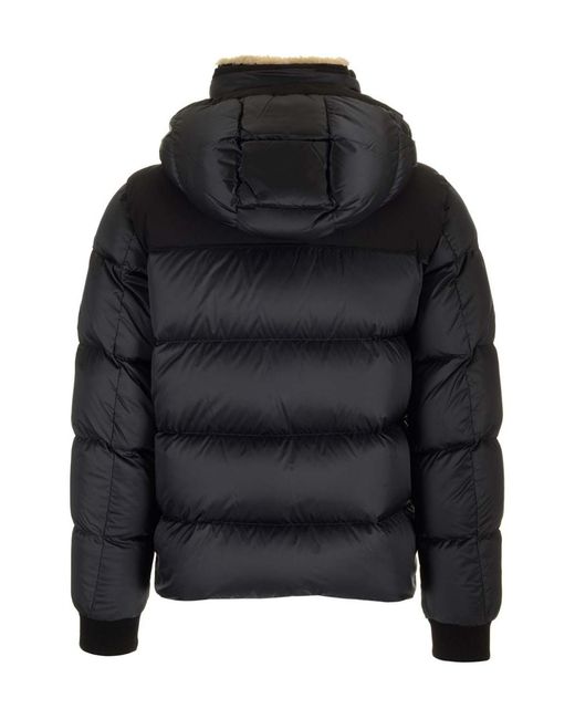 Moorer Black Hooded Quilted Down Jacket for men