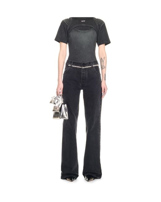 Off-White c/o Virgil Abloh Blue Belted Wide Jeans for men