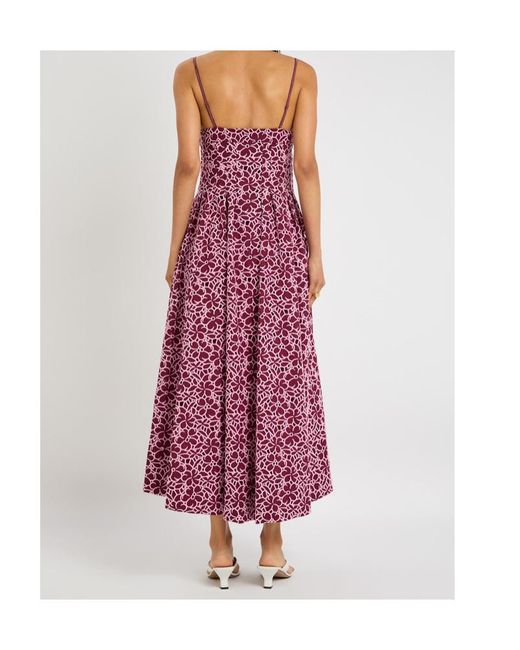 Jonathan Simkhai Purple Sangria Floral-Embroidered Cotton Midi Dress