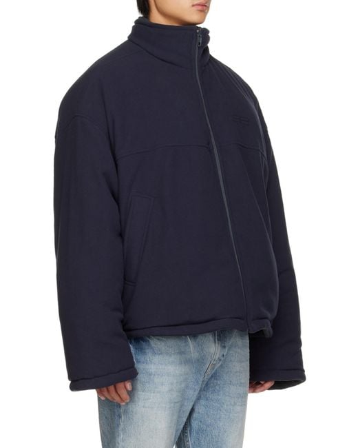 Balenciaga Blue Bb Paris Icon Reversible Puffer Jacket for men