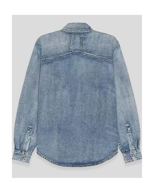 Rhude Blue X Automobili Lamborghini Long-Sleeved Denim Shirt for men