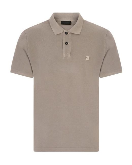 Dondup Gray Logo-Embroidered Polo Shirt for men