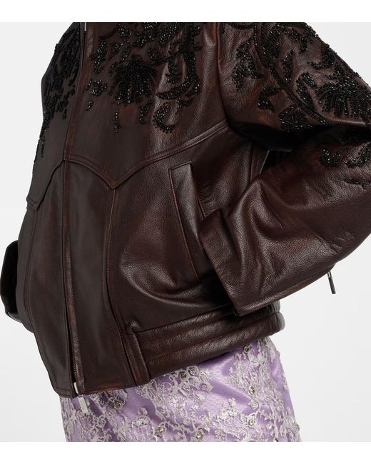JACQUES WEI Black Beaded Leather Jacket