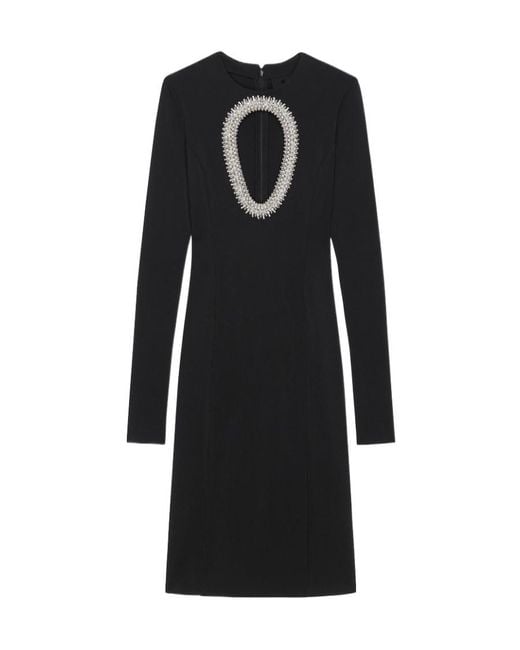 Givenchy Black Pear-Embroidered Midi Dress