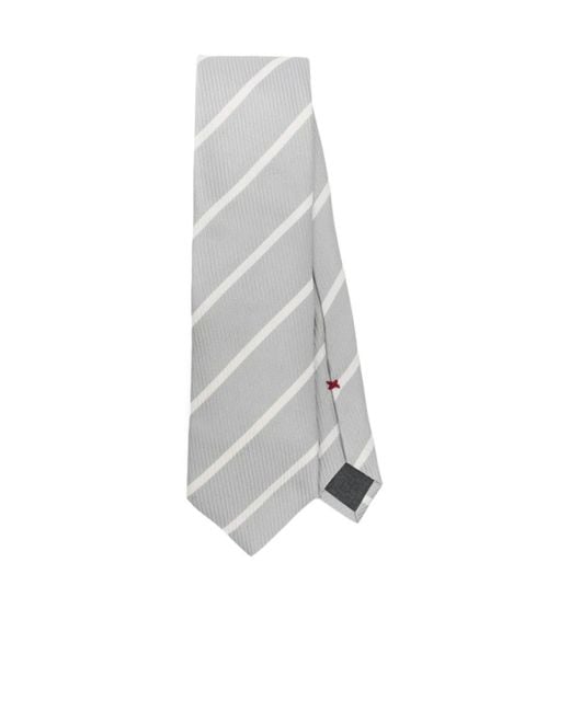 Brunello Cucinelli White Striped Tie for men