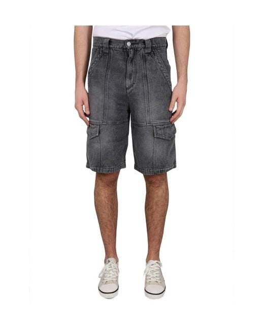 Isabel Marant Gray Logo Patch Tooling Shorts for men