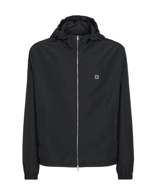 Fendi Black Ff Hooded Drawstring Jacket for men