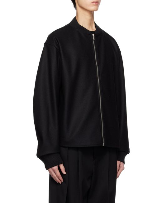 Jil Sander Black Zip-Up Long-Sleeved Bomber Jacket for men