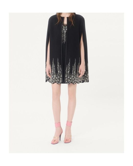 Valentino Black Embroidered Compact Drap Cape