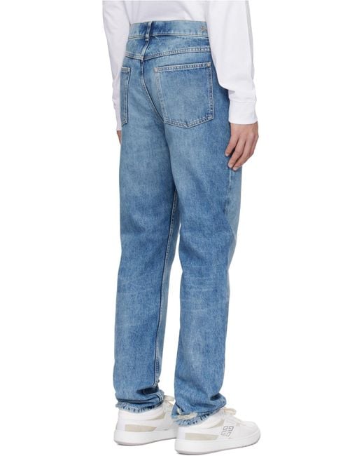 Givenchy Blue Logo Embroidered Distressed Jeans for men