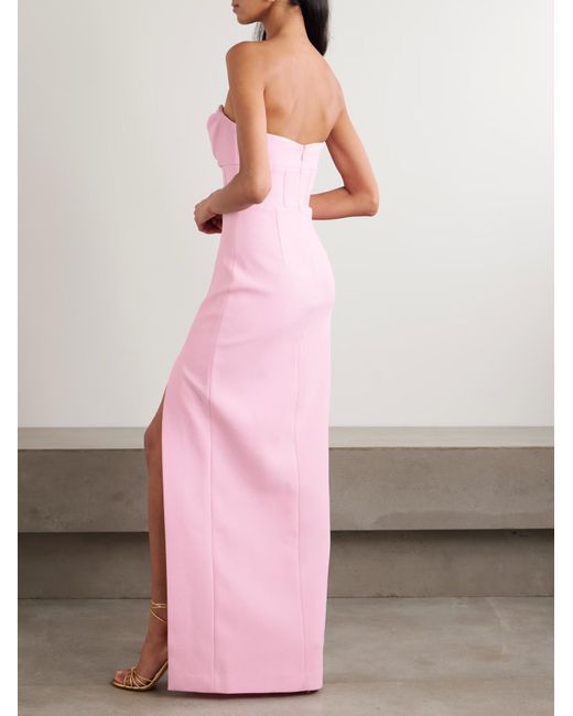 Rebecca Vallance Pink Skyla Strapless Draped Evening Gown