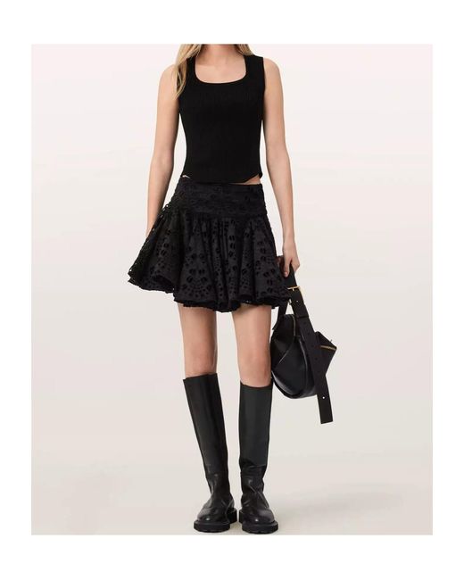 AllSaints Black Dotty Broderie Anglaise Skirt