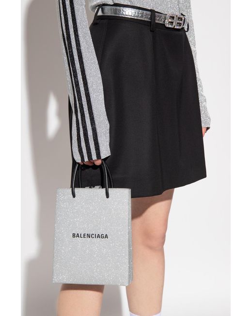 Balenciaga Gray Blondie Glitter-Embellished Shoulder Bag