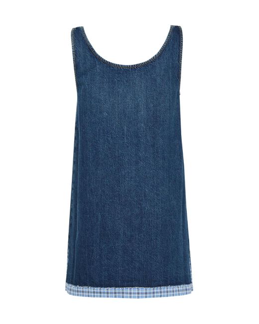 Miu Miu Blue Round Collar Sleeveless Dress