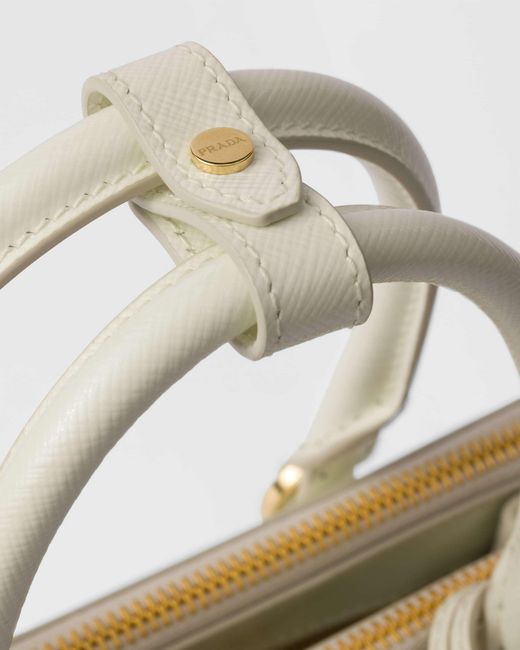 Prada White Galleria Mini Patent Saffiano Bag