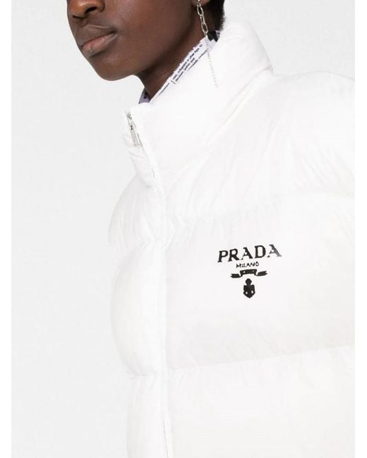 Prada White Re-Nylon Hooded Down Jacket