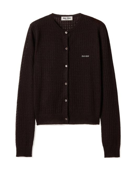 Miu Miu Black Cashmere And Silk Cardigan