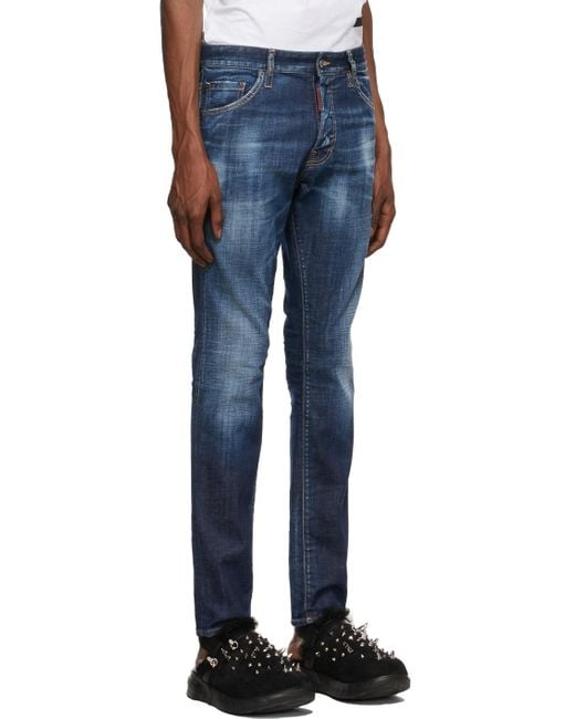 DSquared² Blue Faded Effect Skinny Jeans for men