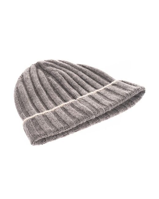 Brunello Cucinelli Brown Turn-Up Brim Ribbed Beanie for men