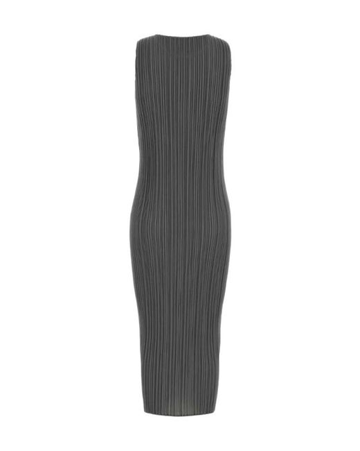 Pleats Please Issey Miyake Gray Pleats Please Issey Miyake Pleated Midi Dress