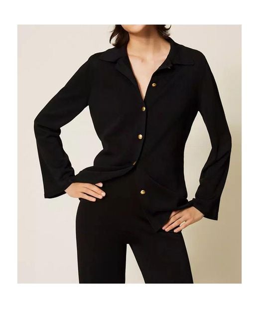 Twinset Black Long-Sleeve Button-Up Shirt