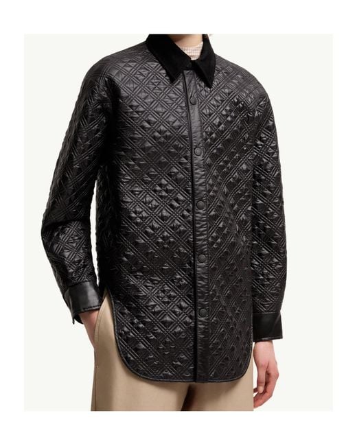 Moncler Gray Corduroy-Trimmed Padded Shirt Jacket