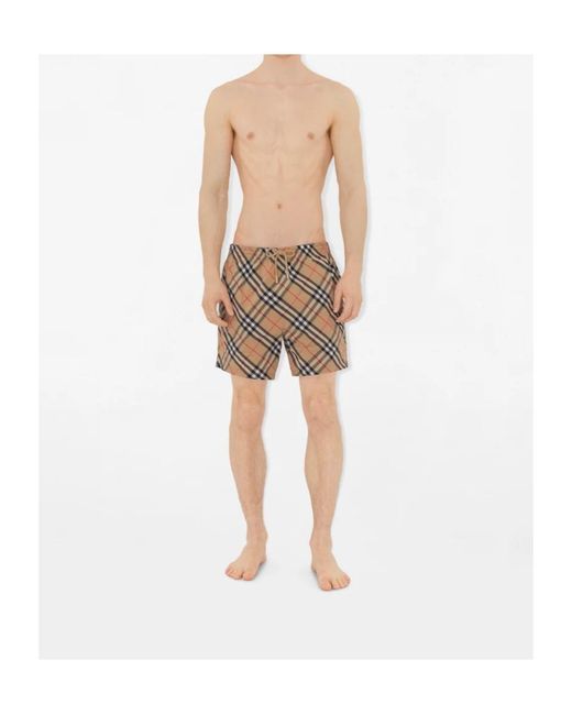 Burberry Multicolor Check Printed Drawstring Swim Shorts for men