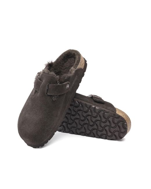 Birkenstock Gray Boston Shearling Slipon Mules for men