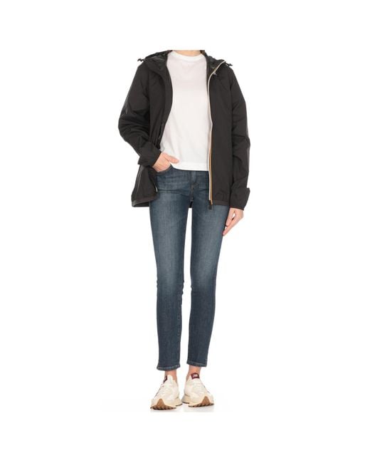 K-Way Black Packable Hooded Jacket for men