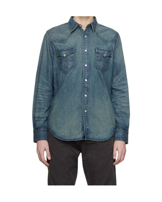 RRL Blue Ralph Lauren Western Denim Shirt for men