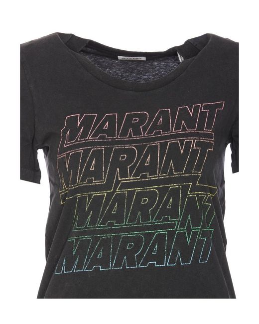 Isabel Marant Black Isabel Marant Étoile Ziliani Logo Printed Crewneck T-Shirt