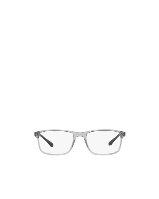 Emporio Armani White Transparent Rectangle-Frame Glasses for men