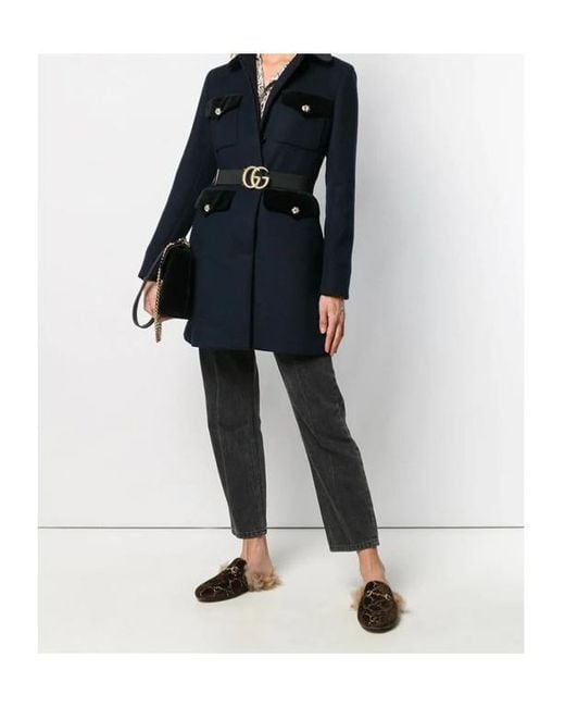 Gucci Blue Lapel Logo Coat