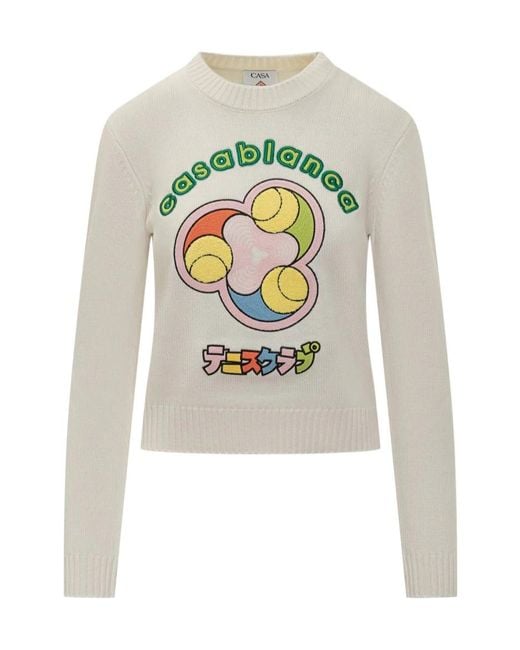 Casablanca White Sweater With Tennis Club Embroidery