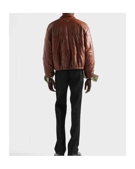Prada Brown Nappa Leather Jacket for men
