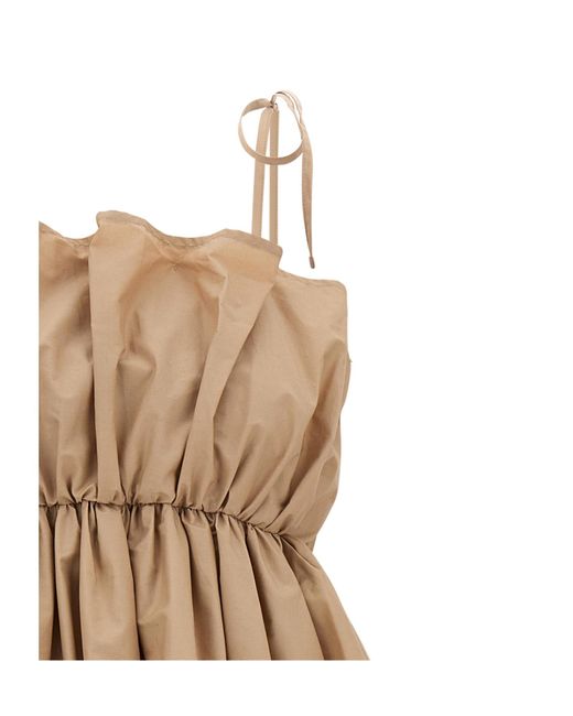 Twinset Natural Ruffled Poplin Maxi Dress