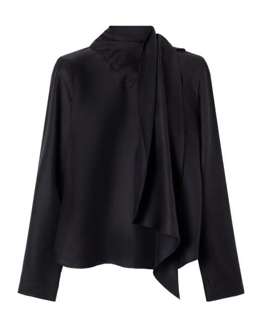 Loulou de Saison Black Satin Tie Blouse