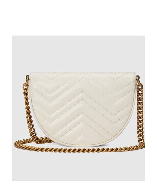 Gucci White Gg Marmont Matelassé Mini Crossbody Bag