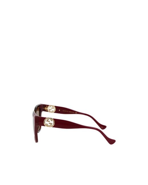 Gucci Brown Eyewear Square Frame Chain-Linked Sunglasses