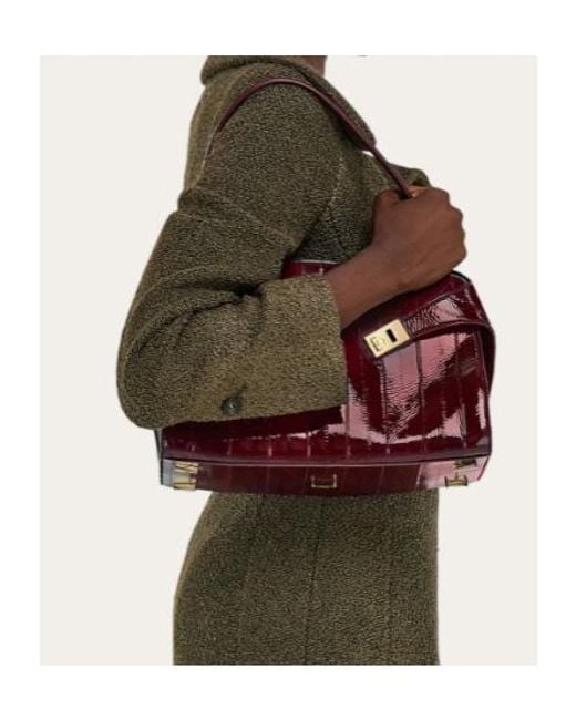Ferragamo Red Hug Soft Shoulder Bag (M)