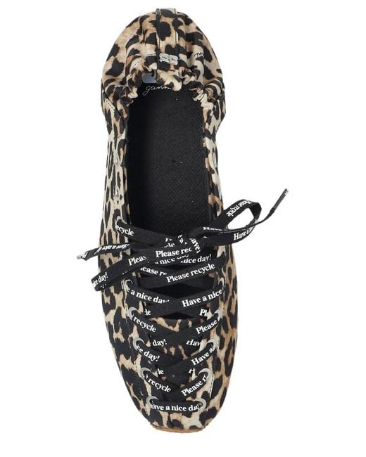 Ganni Black Leopard Sporty Ballerina Shoes