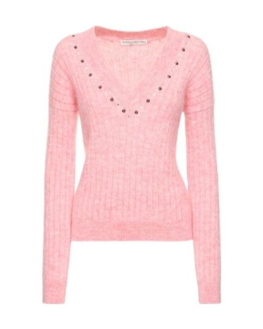 Alessandra Rich Pink Rib Long-Sleeved Sweater